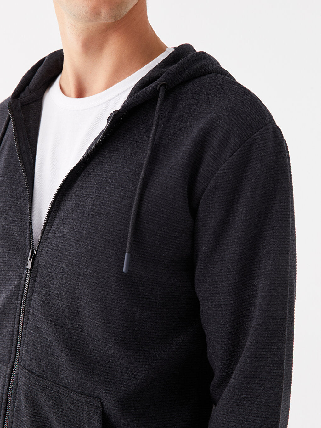 Hooded Long Sleeve Men's Zipper Sweatshirt