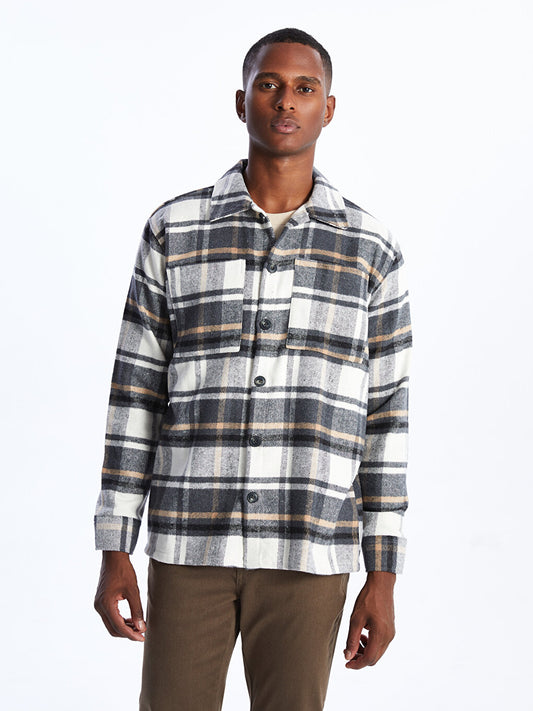 Regular Fit Long Sleeve Plaid Men's Lumberjack Shirt Jacket