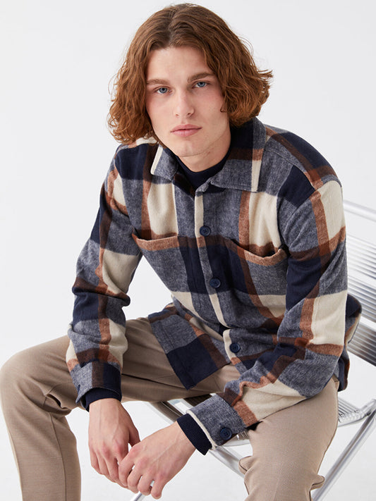 Regular Fit Long Sleeve Plaid Men's Lumberjack Shirt Jacket