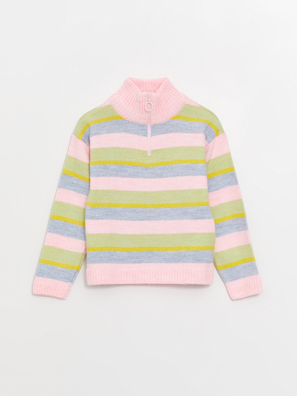 Turtleneck Color Blocked Girl's Knitwear Sweater