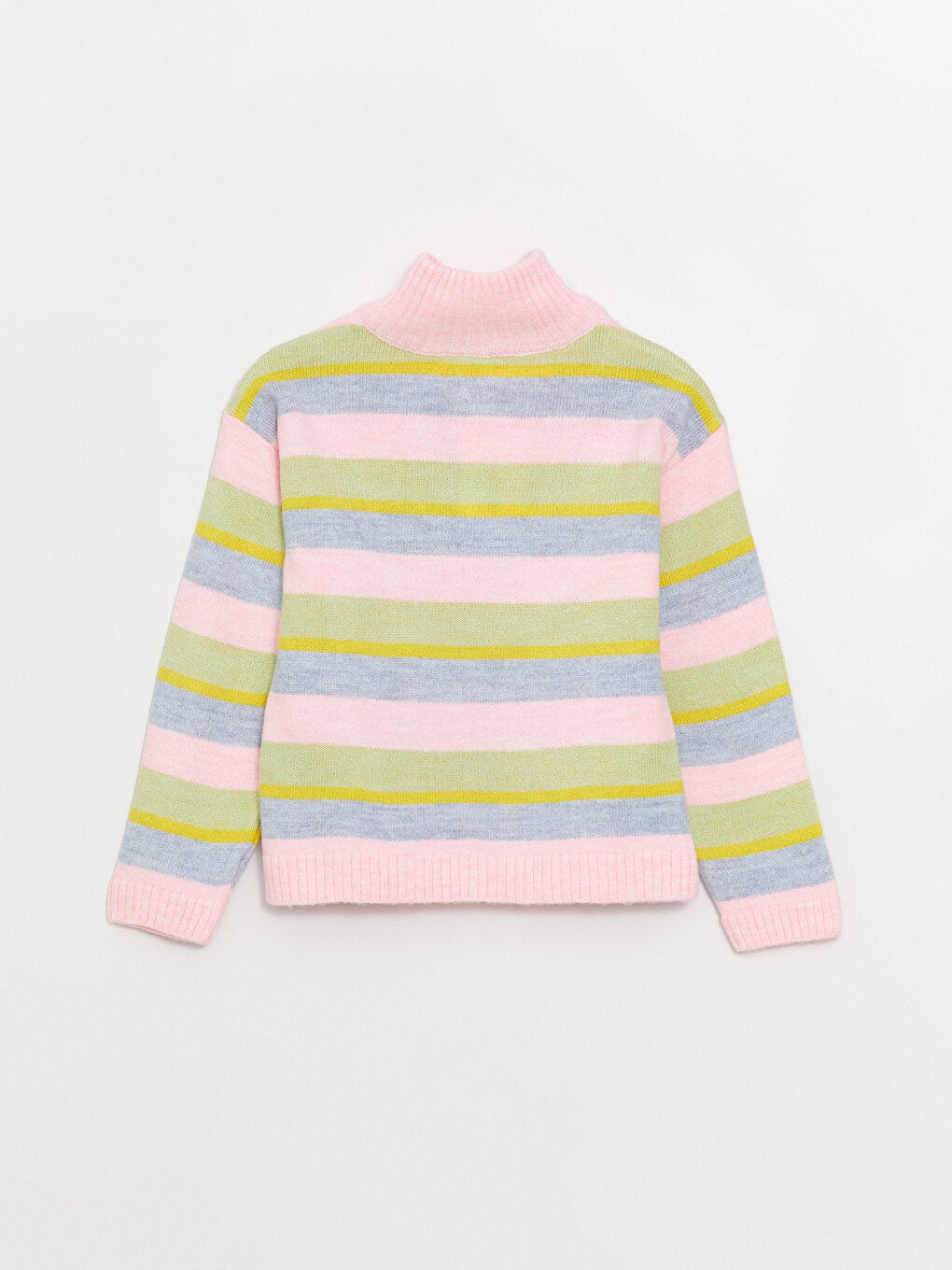 Turtleneck Color Blocked Girl's Knitwear Sweater