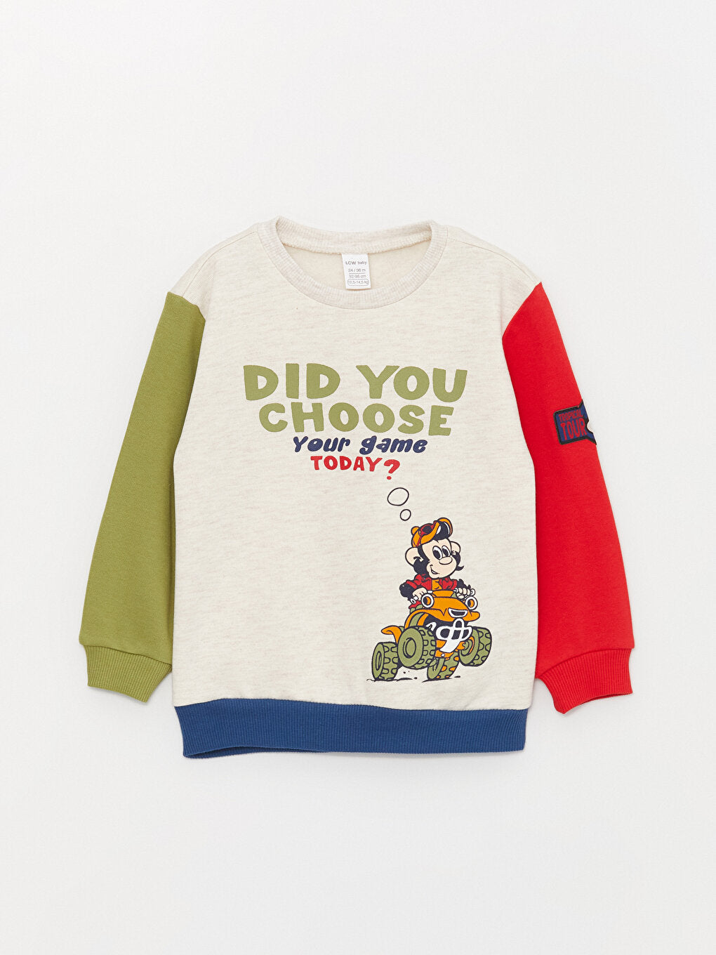 Crew Neck Long Sleeve Nostalgic Monkey Printed Baby Boy Sweatshirt