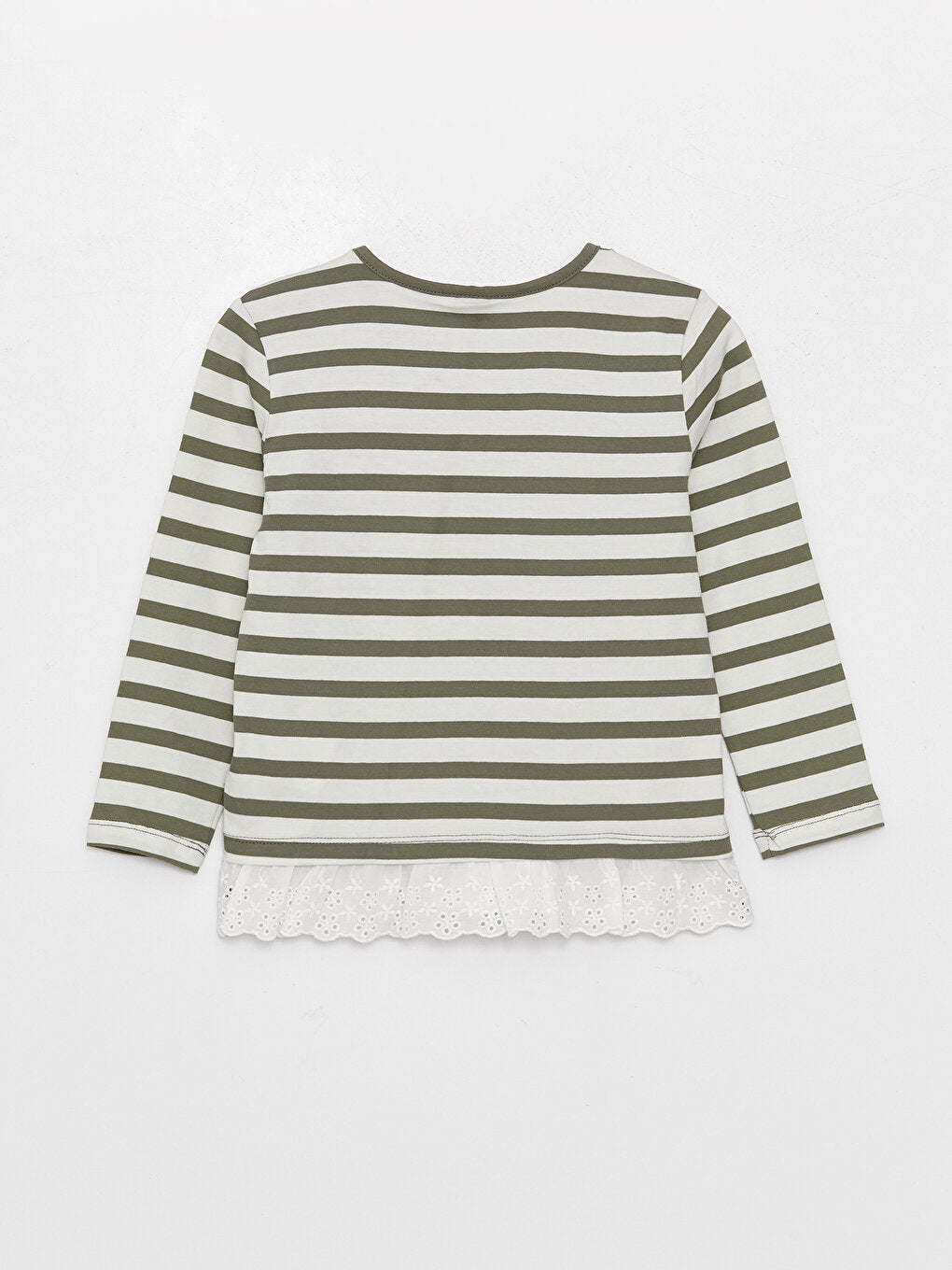 Crew Neck Striped Long Sleeve Girl's T-Shirt