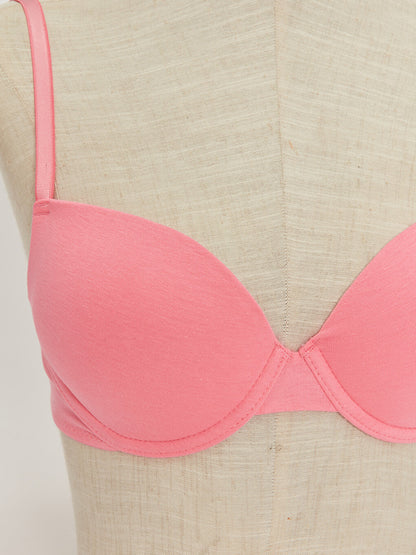 Underwire Padded Plain T-Shirt Bra