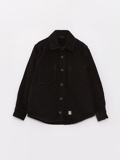 Basic Long Sleeve Velvet Boys Shirt