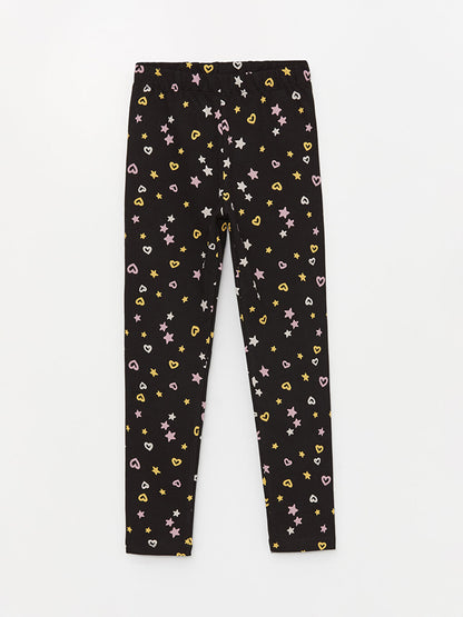 Printed Girls' Tights with Elastic Waist