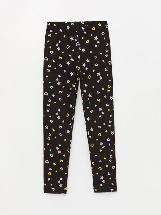 Printed Girls' Tights with Elastic Waist