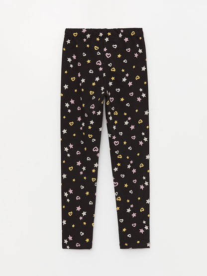 Printed Girls' Tights with Elastic Waist