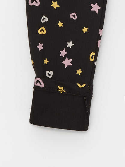 Printed Girls' Tights with Elastic Waist