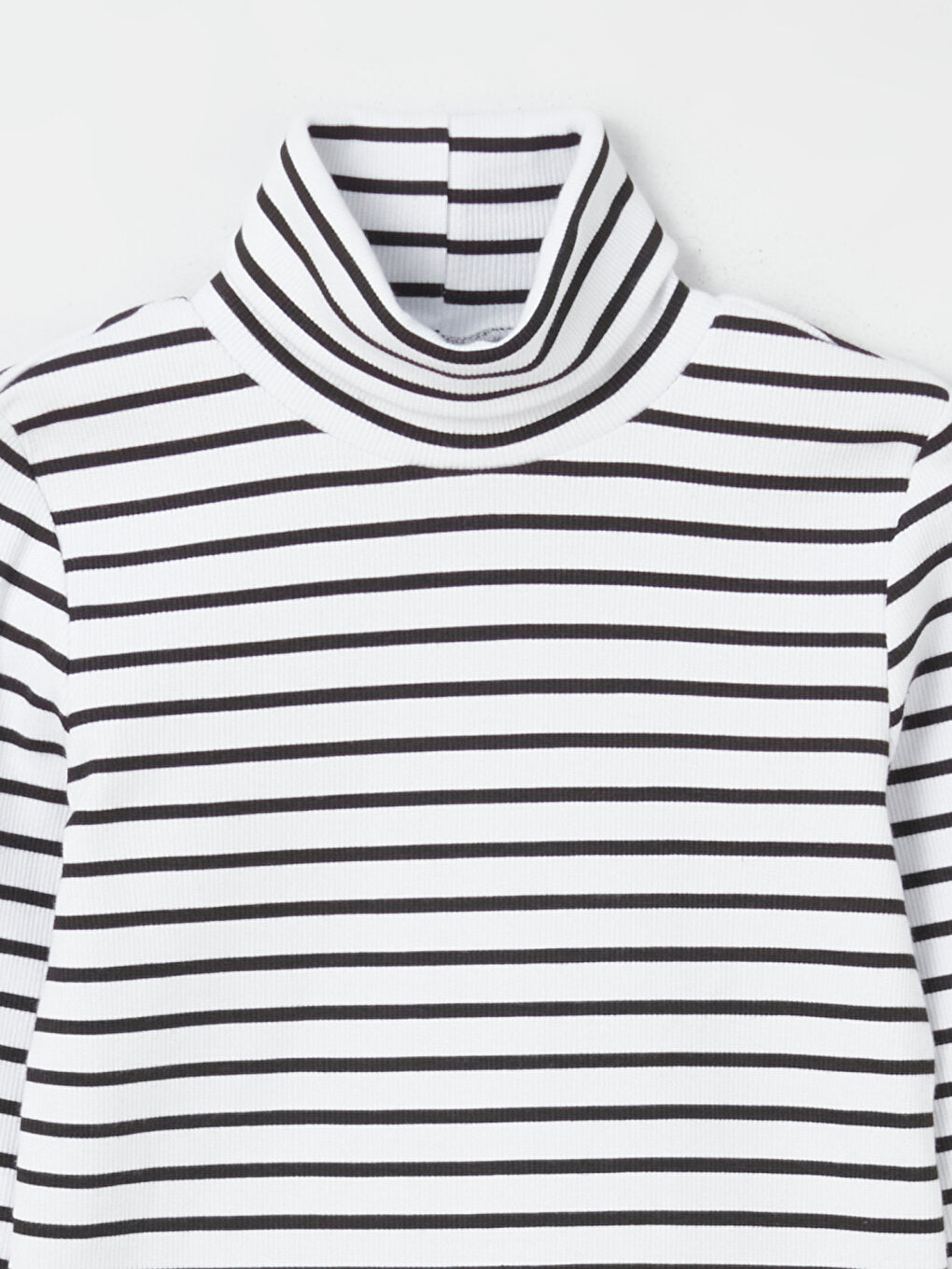 High Neck Striped Long Sleeve Girl's T-Shirt