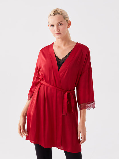 Women's Shawl Collar Plain Dressing Gown