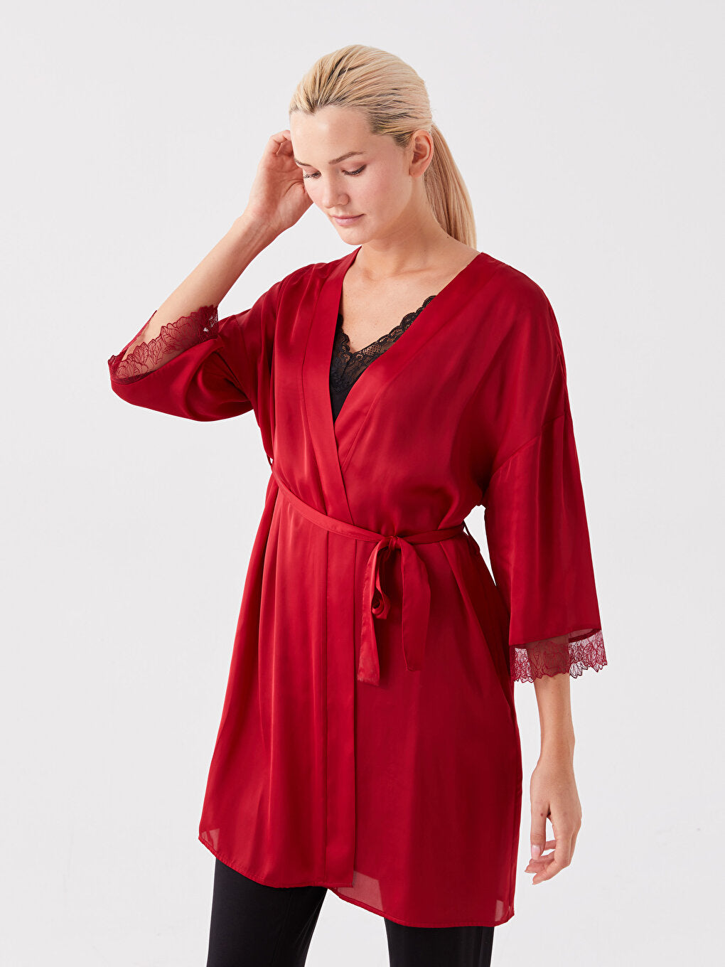 Women's Shawl Collar Plain Dressing Gown