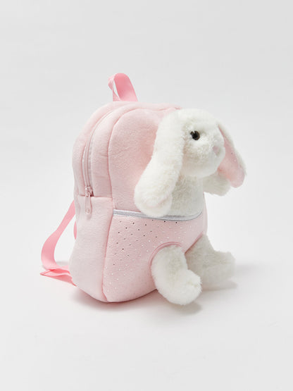 Girl's Backpack with Plush Rabbit Figure