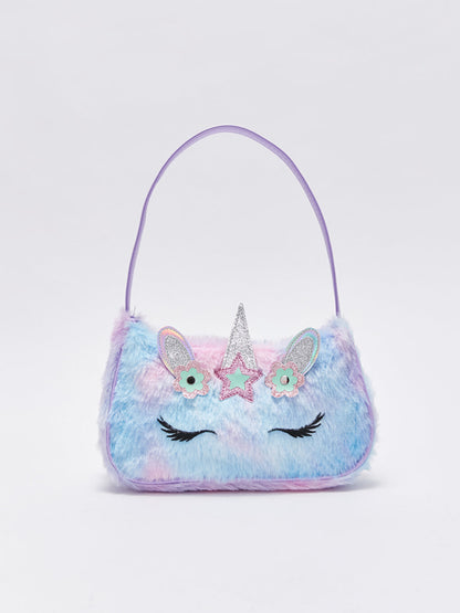 Furry Embroidered Girl's Shoulder Bag