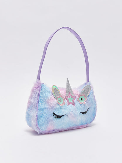 Furry Embroidered Girl's Shoulder Bag