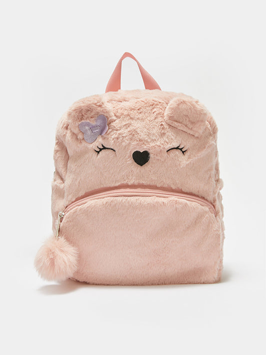 Embroidered Girl's Plush Backpack