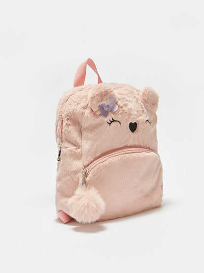 Embroidered Girl's Plush Backpack