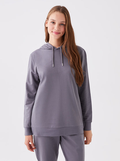 Hooded Plain Long Sleeve Women's Pajama Set