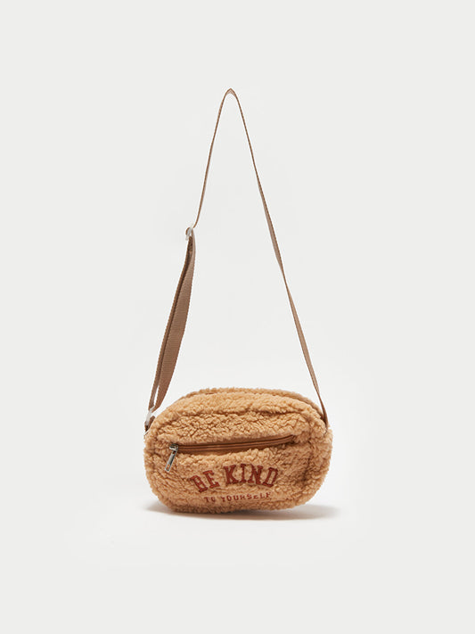 Embroidered Plush Girl's Shoulder Bag