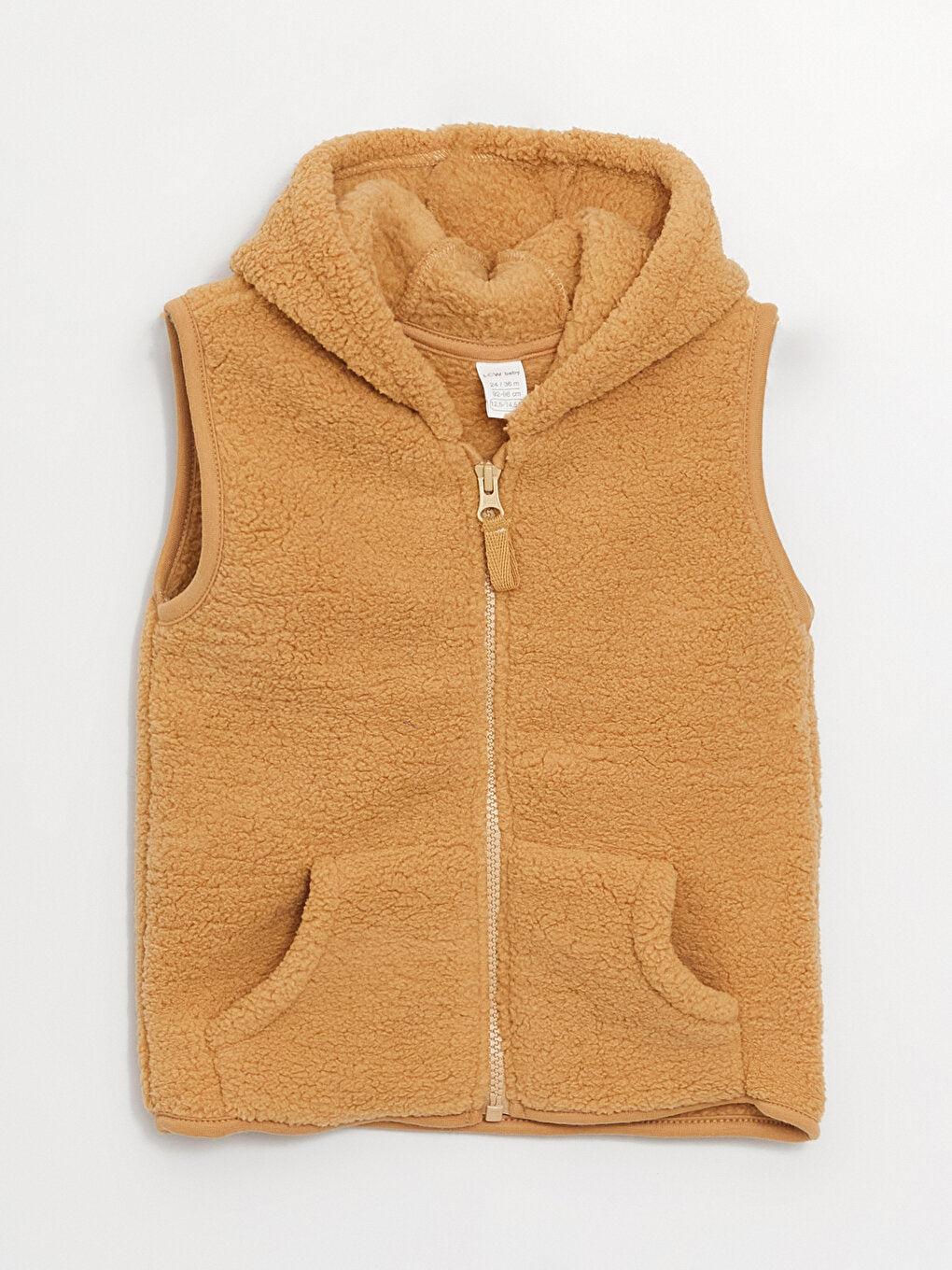 Hooded Collar Baby Boy Zippered Plush Vest