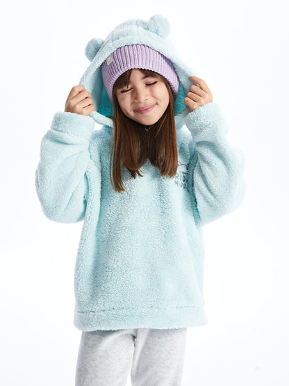 Embroidered Long Sleeve Plush Girl's Hoodie