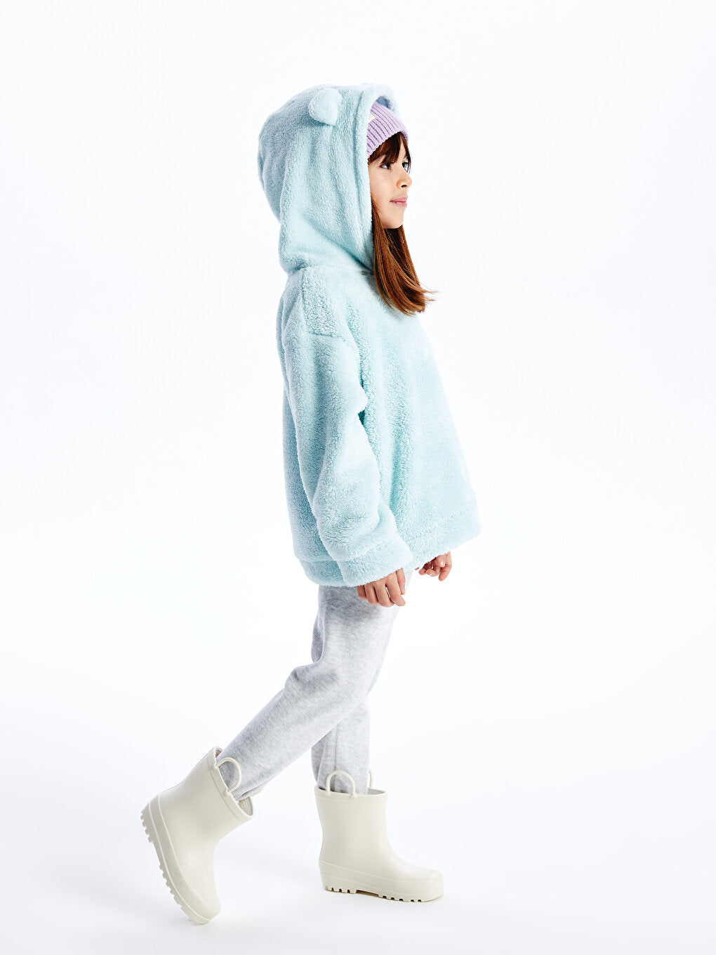 Embroidered Long Sleeve Plush Girl's Hoodie