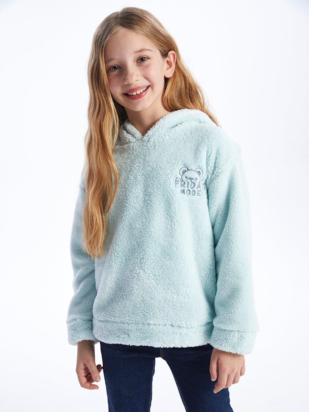 Embroidered Long Sleeve Plush Girl's Hoodie