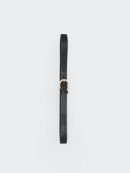 Self Patterned Leather Look Women's Belt