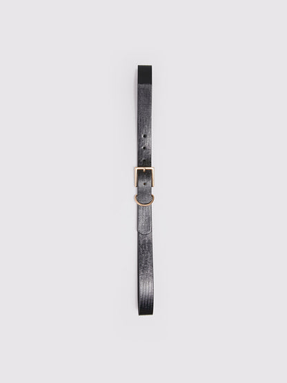 Self Patterned Leather Look Women's Belt