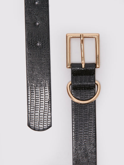 Self Patterned Leather Look Women's Belt