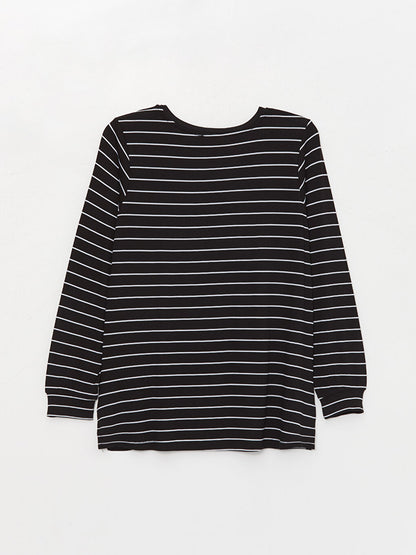 Crew Neck Striped Long Sleeve Women's Tunic