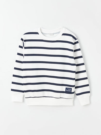 Crew Neck Striped Long Sleeve Boy's Sweatshirt