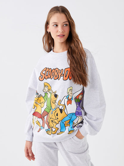 Crew Neck Scooby Doo Printed Long Sleeve Oversize Women's Sweatshirt