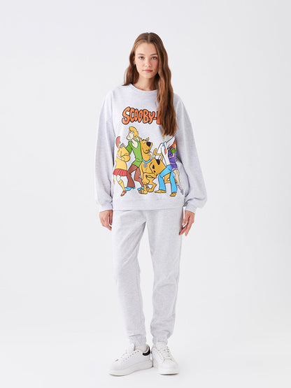 Crew Neck Scooby Doo Printed Long Sleeve Oversize Women's Sweatshirt