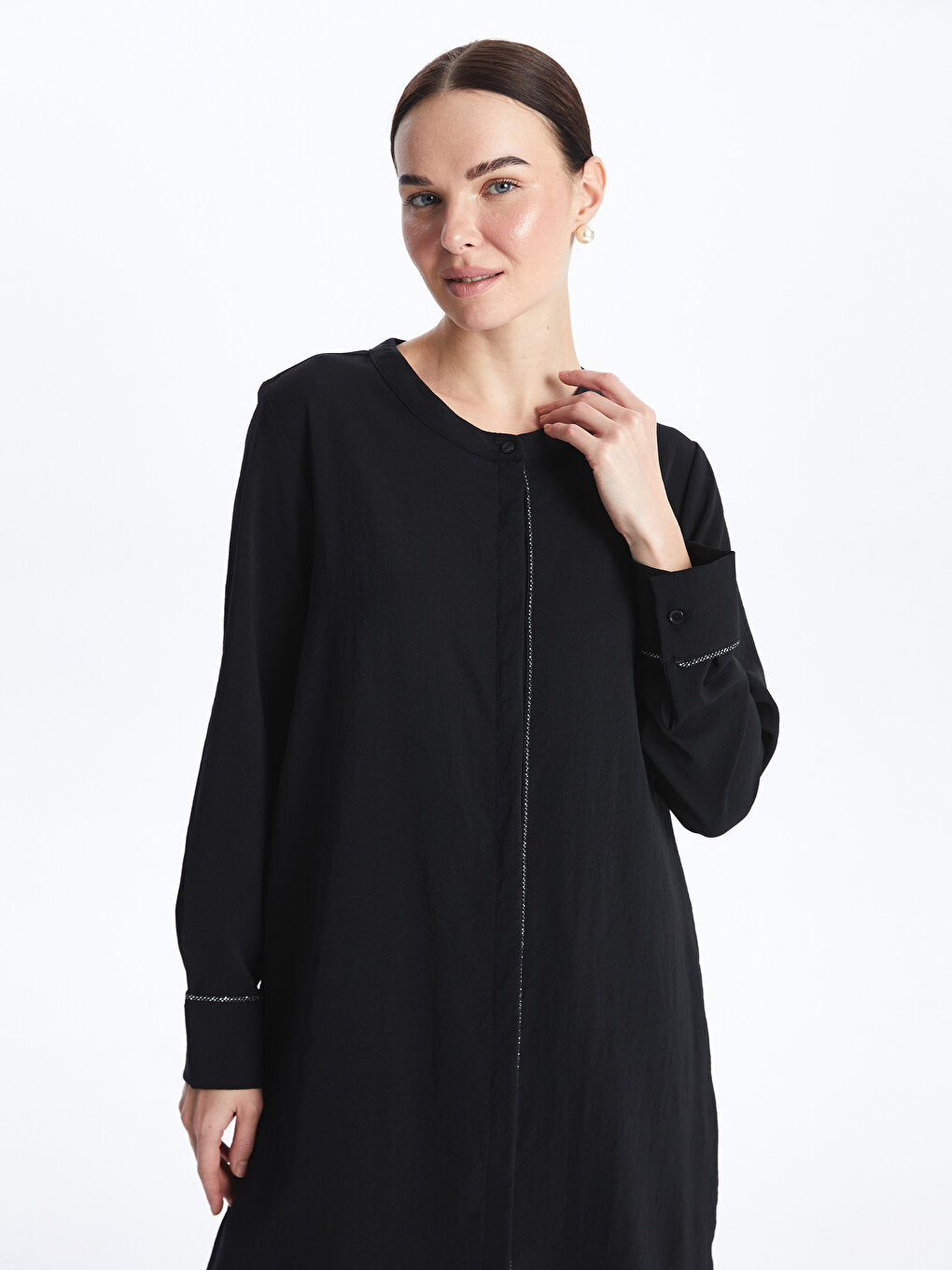 Magnificent Collar Plain Long Sleeve Women's Tunic