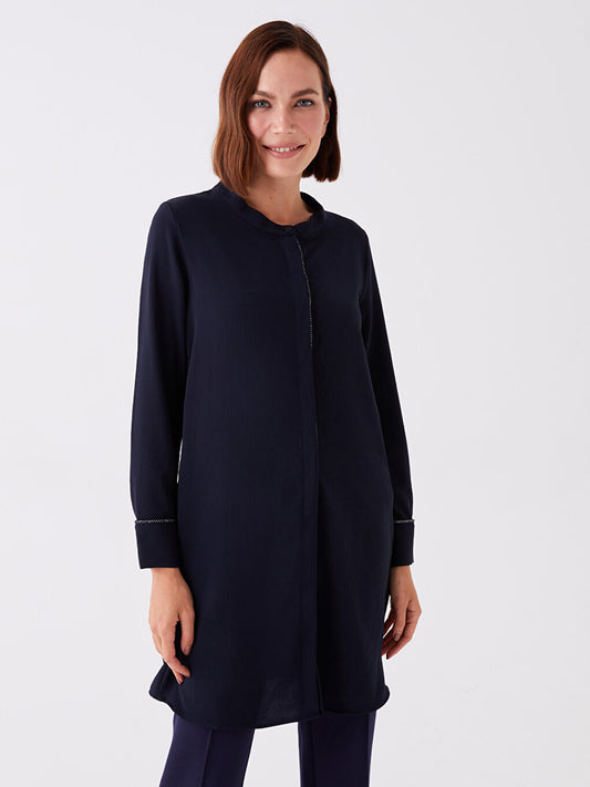 Magnificent Collar Plain Long Sleeve Women's Tunic