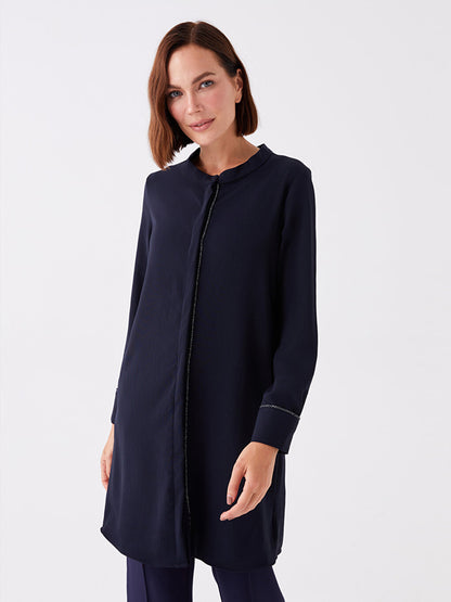 Magnificent Collar Plain Long Sleeve Women's Tunic