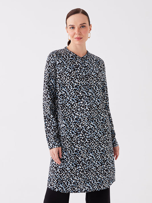 Judge Collar Patterned Long Sleeve Women's Tunic