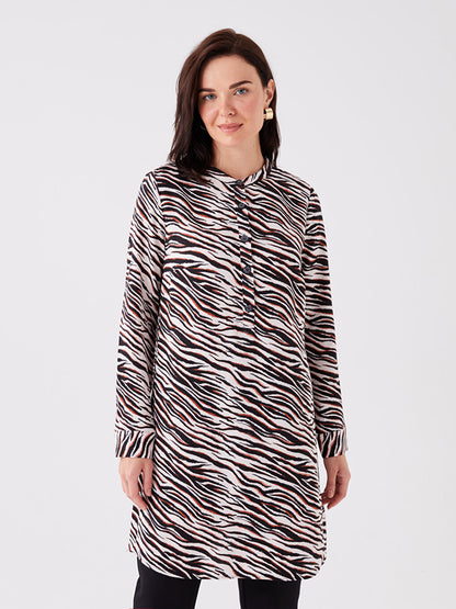 Judge Collar Patterned Long Sleeve Women's Tunic