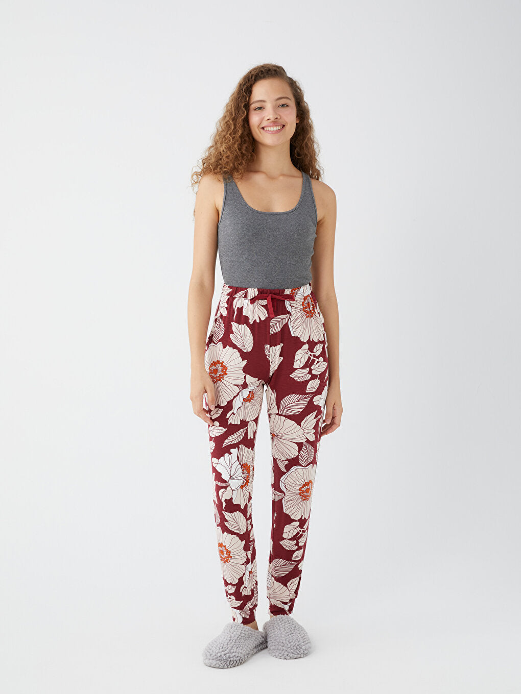 Floral Women's Pajama Bottom with Elastic Waist