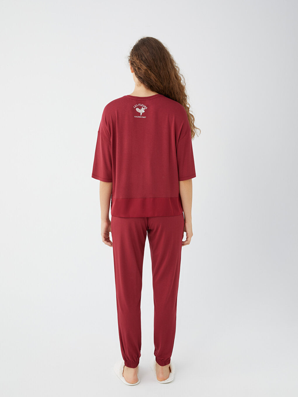 Crew Neck Plain Short Sleeve Women's Pajama Set