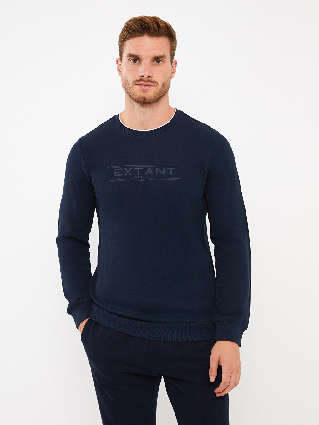 Crew Neck Long Sleeve Printed Men's Sweatshirt