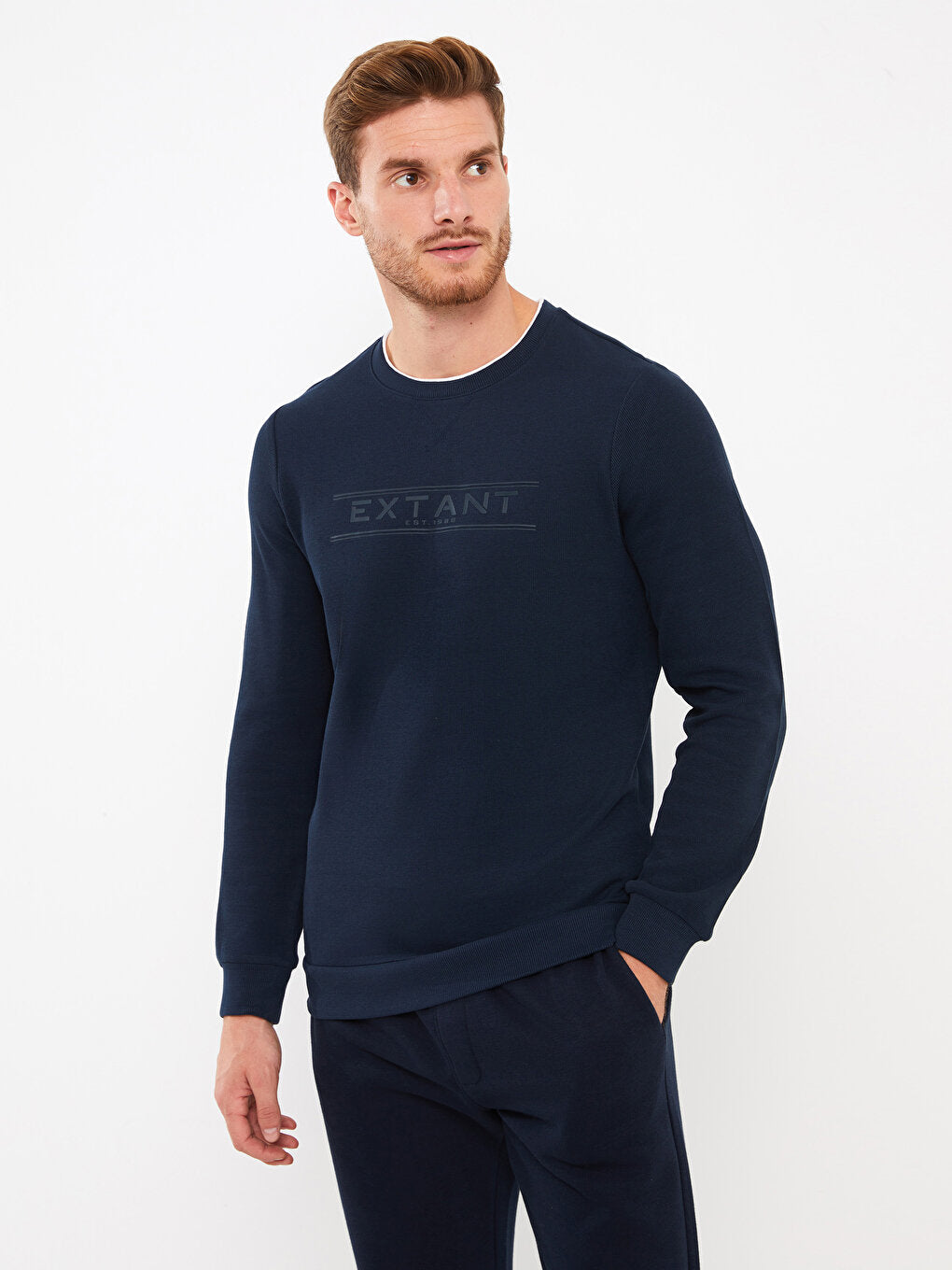 Crew Neck Long Sleeve Printed Men's Sweatshirt