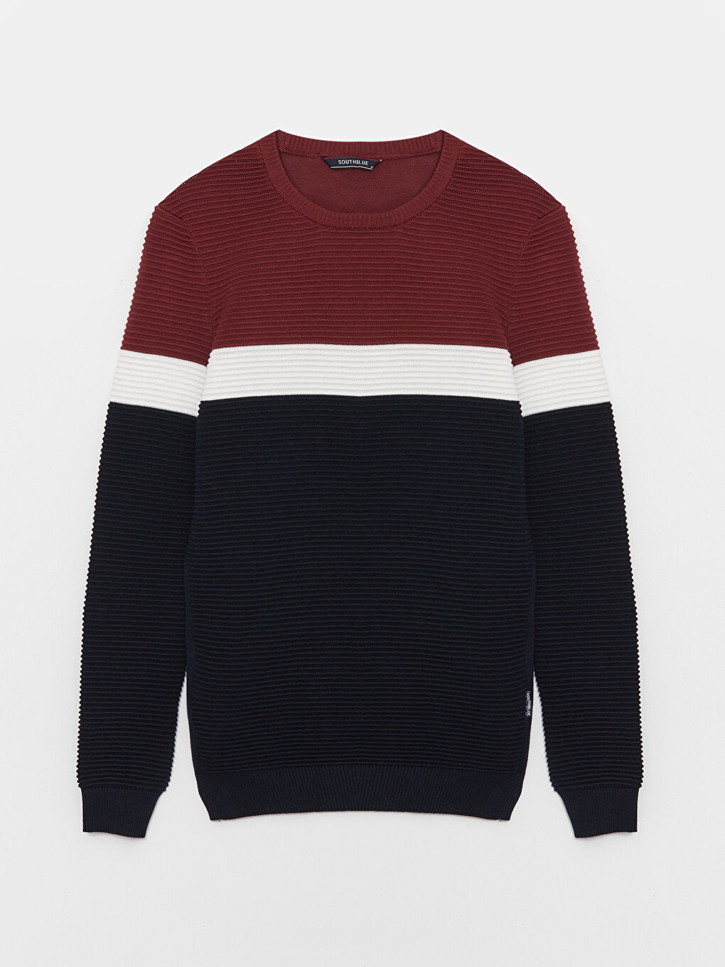 Crew Neck Long Sleeve Color Block Men's Knitwear Sweater