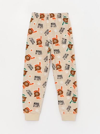 Crew Neck Printed Long Sleeve Boys' Pajama Set