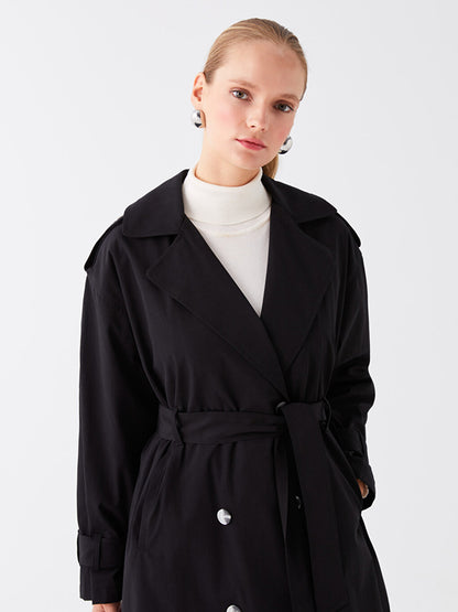 Women's Jacket Collar Plain Trench Coat