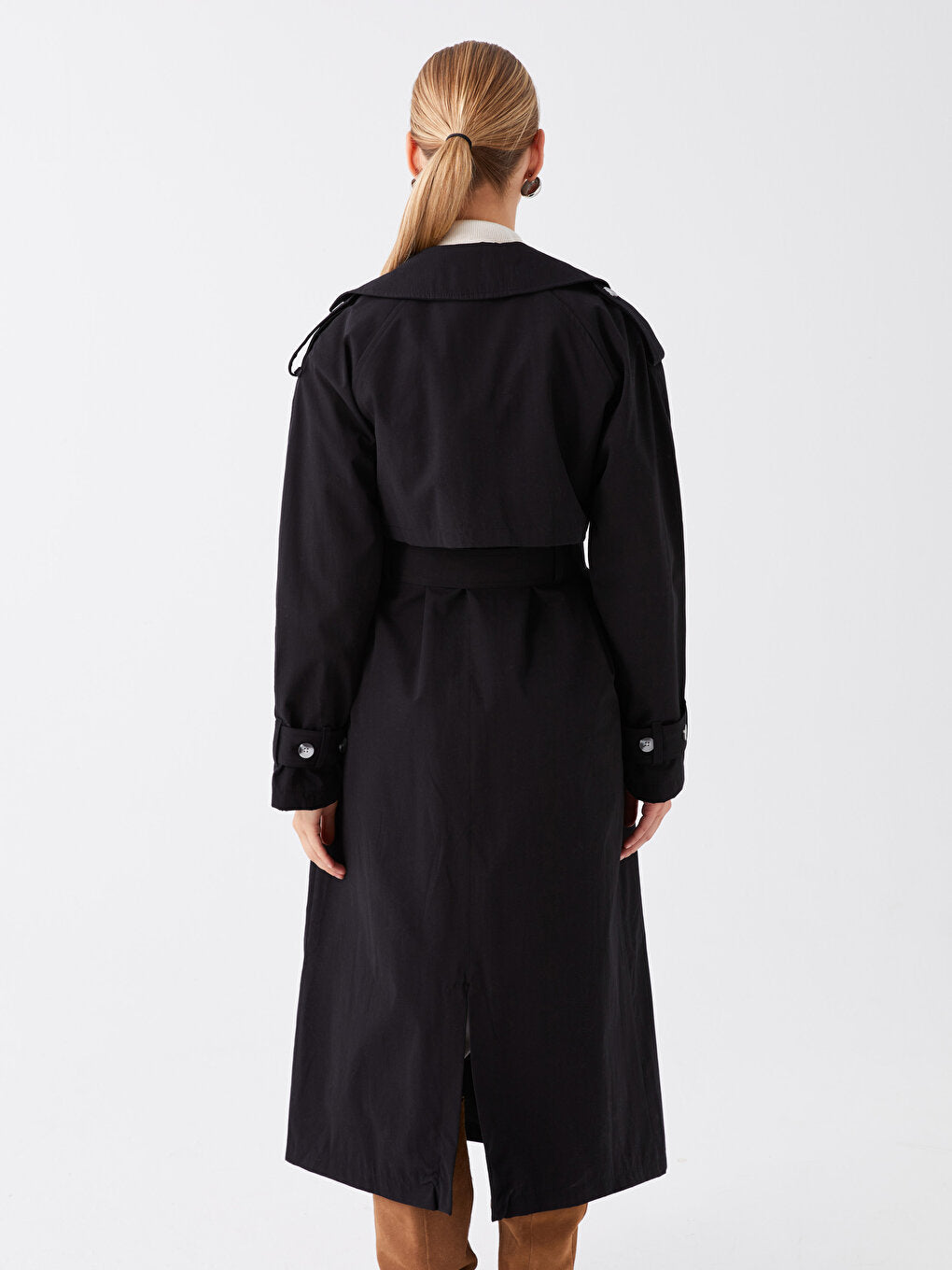 Women's Jacket Collar Plain Trench Coat