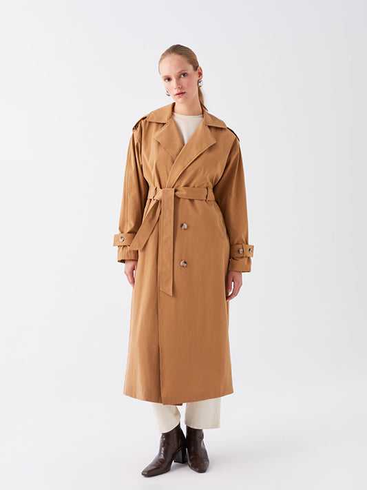 Women's Jacket Collar Plain Trench Coat