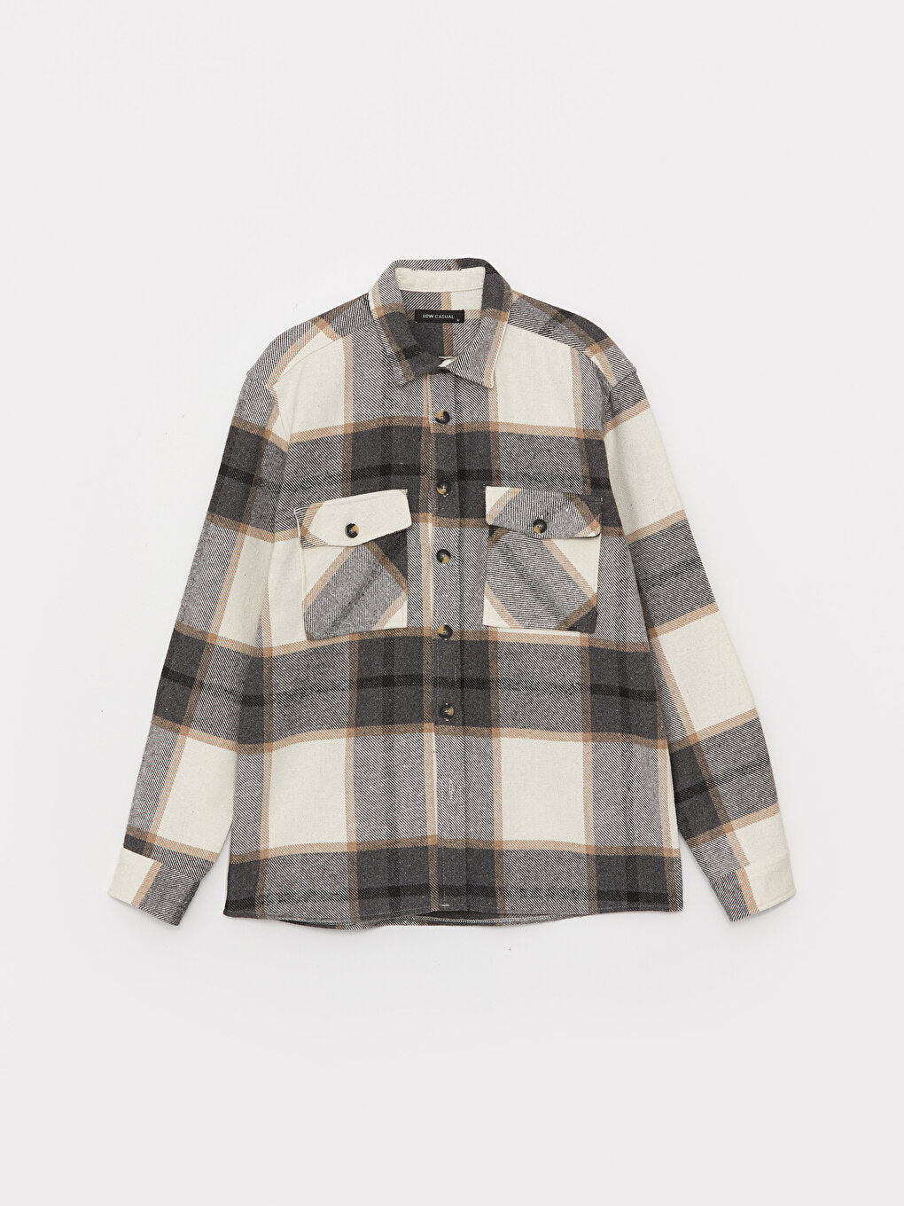 Regular Fit Long Sleeve Plaid Men's Shirt Jacket