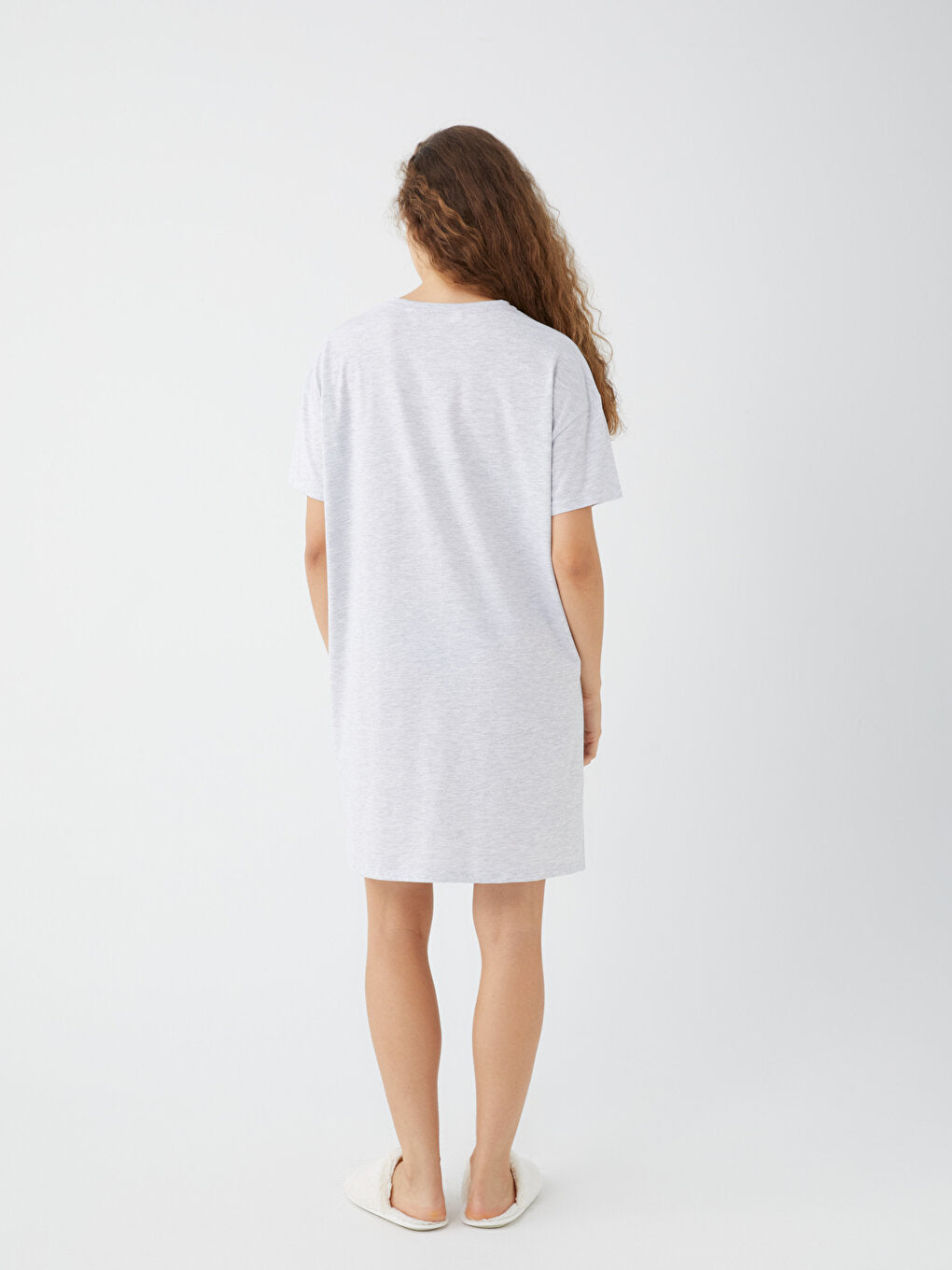 Crew Neck Printed Short Sleeve Women's Nightgown